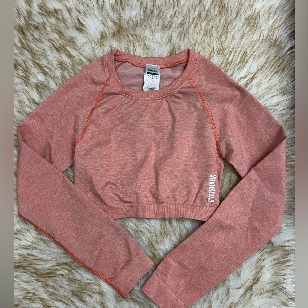 Gymshark Vital Seamless Long Sleeve Crop Top Coral Pink Size Medium